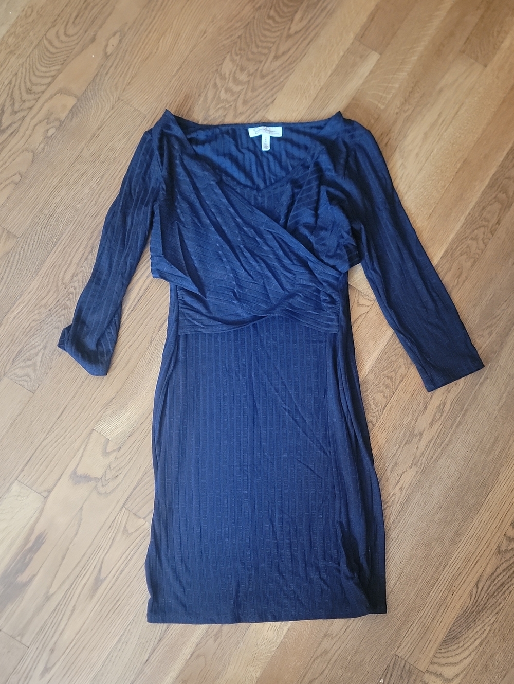Navy Wrap-Style Maternity Dress